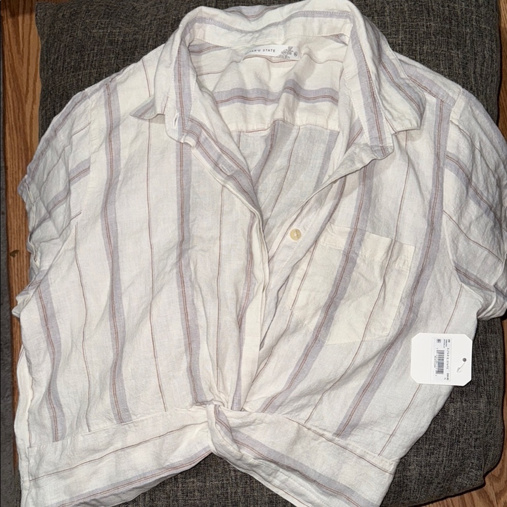 Altar’d States White and Purple Casual Button Down Shirt